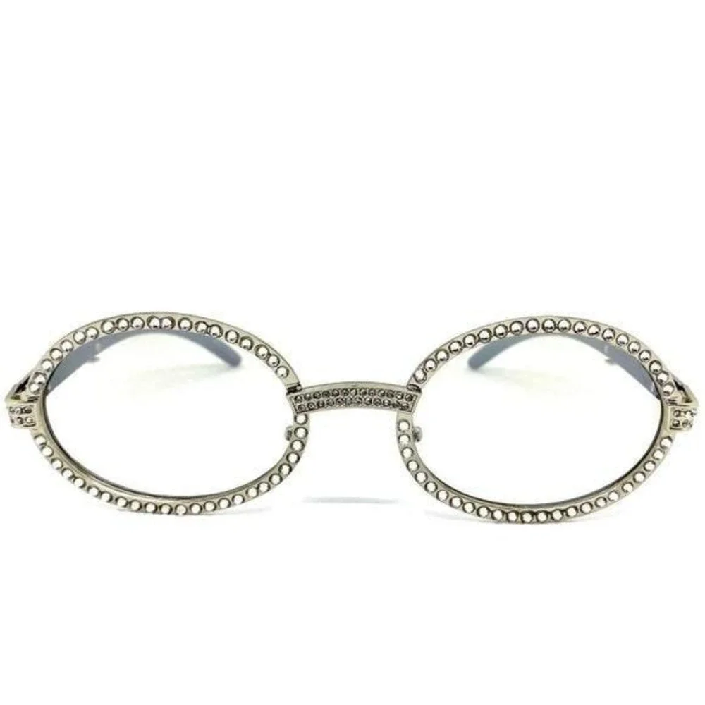 Eyeglasses Silver Metal Frame Clear Tinted Lens‎ Buffs Cholo Style Diamond Style